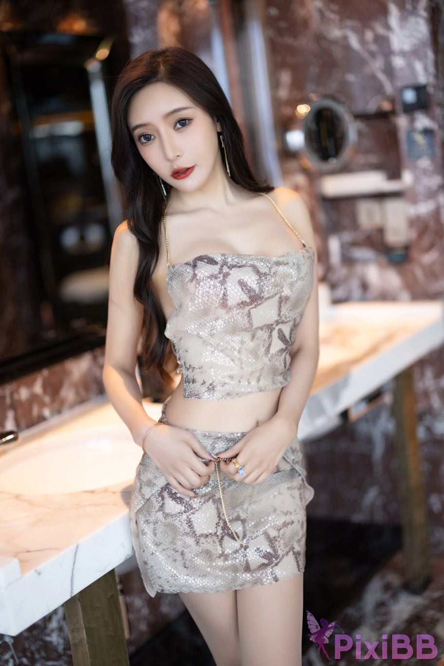 No watermark for in app purchases Wang Xinyao Yanni Snake print hottie skirt PixiBB.COM 011
