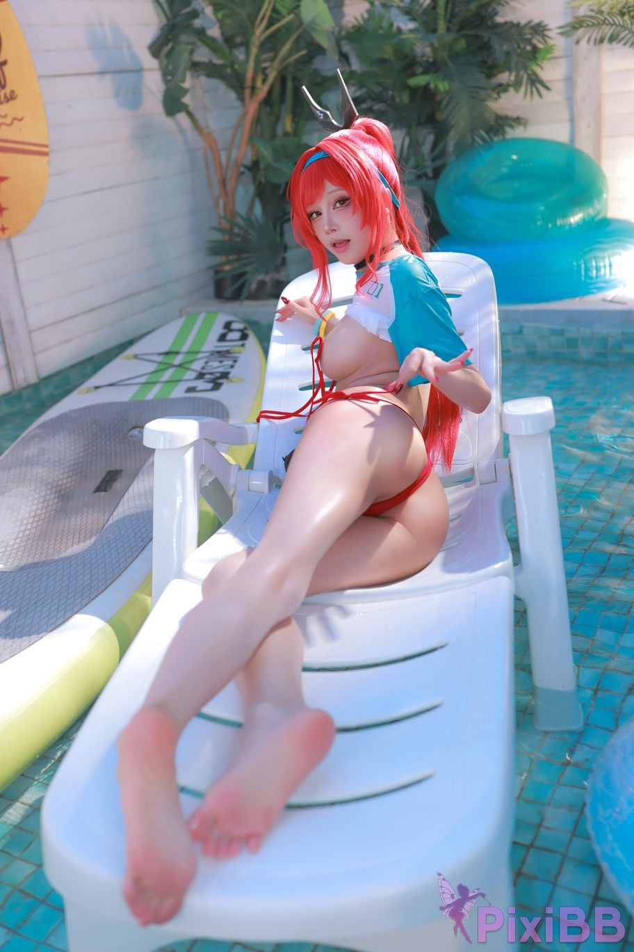 Cosplayer shuimiao Aqua Rapi Little Red Riding Hood Swimsuit goddess of victory Nikki PixiBB.COM 043
