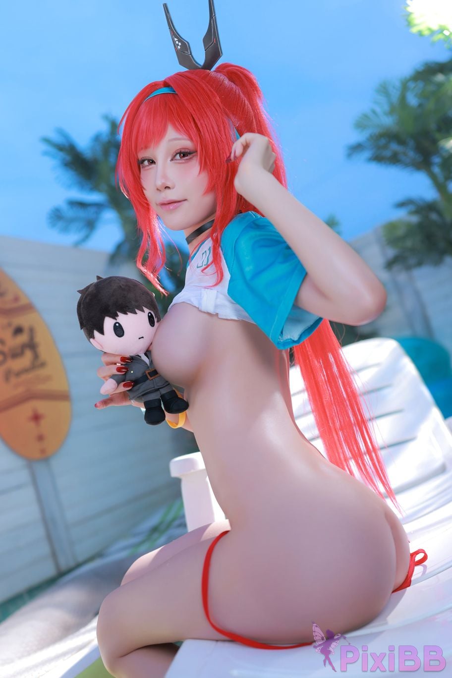 Cosplayer shuimiao Aqua Rapi Little Red Riding Hood Swimsuit goddess of victory Nikki PixiBB.COM 047
