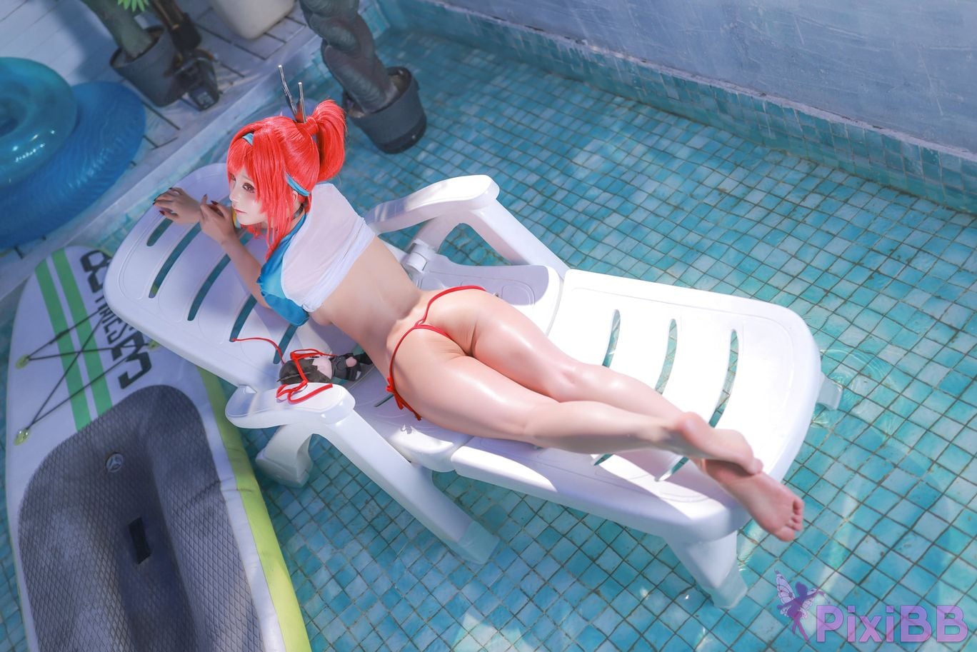 Cosplayer shuimiao Aqua Rapi Little Red Riding Hood Swimsuit goddess of victory Nikki PixiBB.COM 054