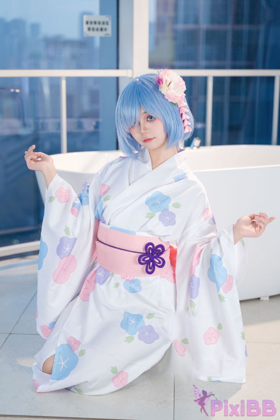 Cosplayer Tomoko Kyodaiou Life in another world from scratch Rem Kimono PixiBB.COM 010