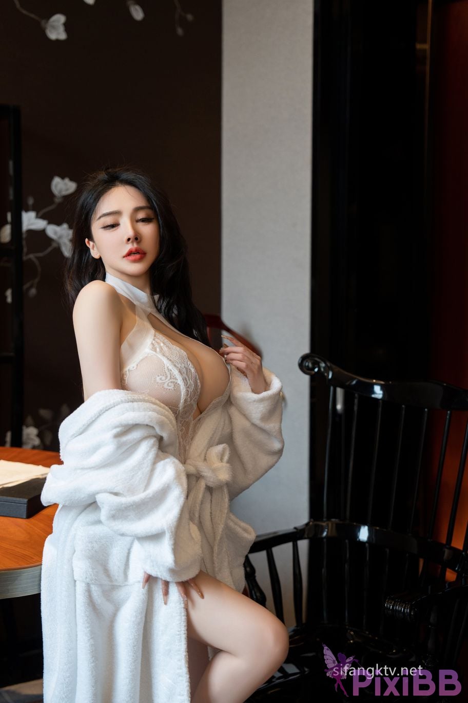 No watermark for in app purchases Pan Jiaojiao bathrobe sexy lace PixiBB.COM 034
