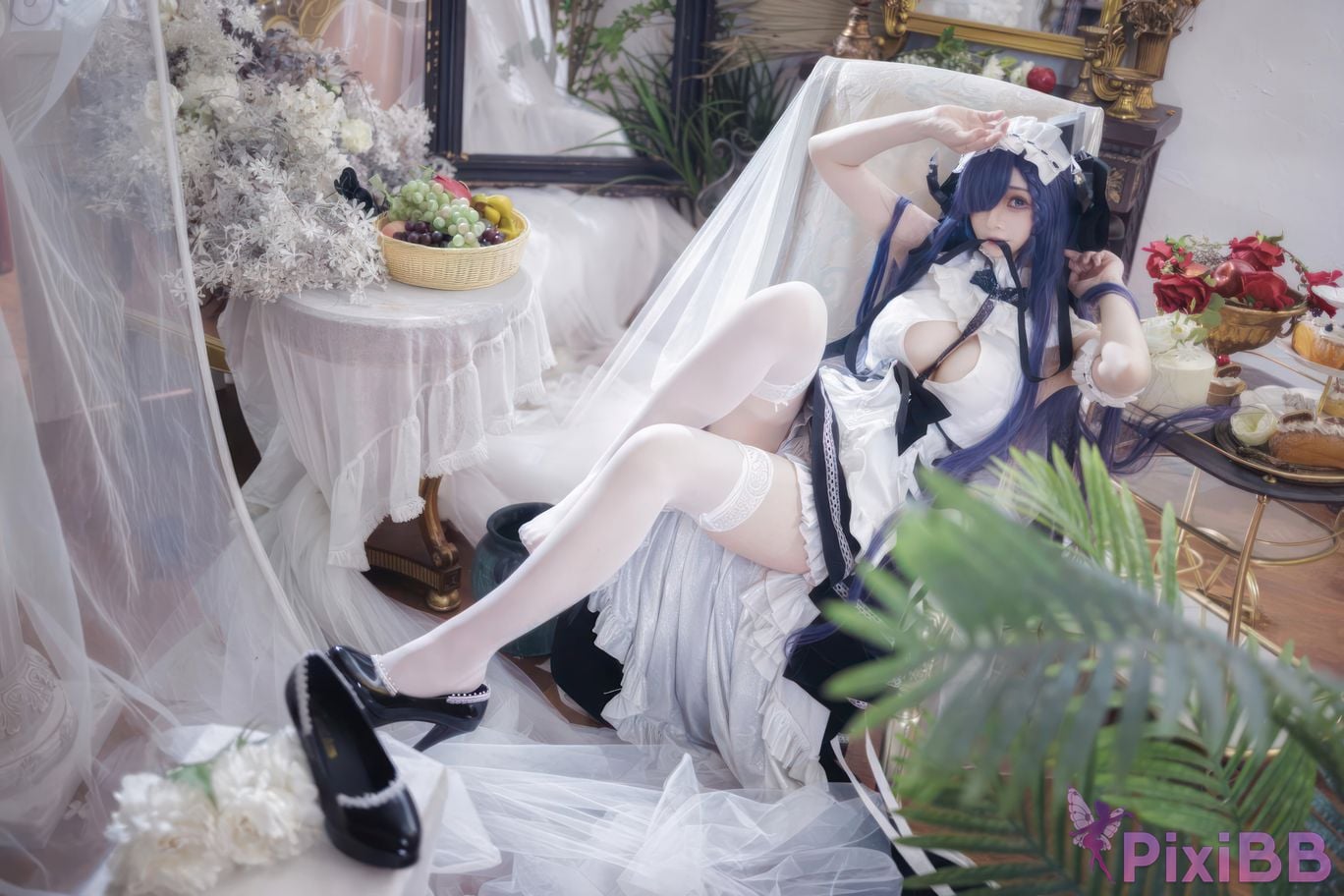 Cosplayer fork baby Captain picture azur lane august maid PixiBB.COM 003