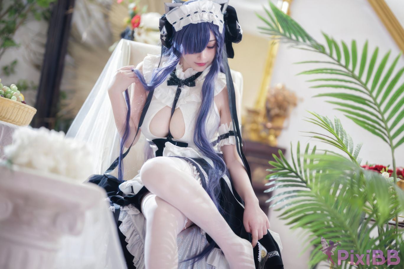 Cosplayer fork baby Captain picture azur lane august maid PixiBB.COM 006