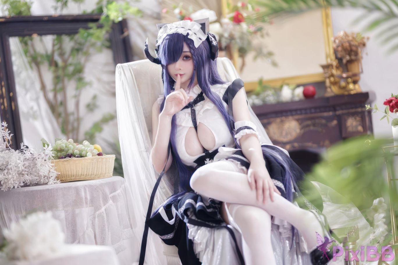 Cosplayer fork baby Captain picture azur lane august maid PixiBB.COM 010