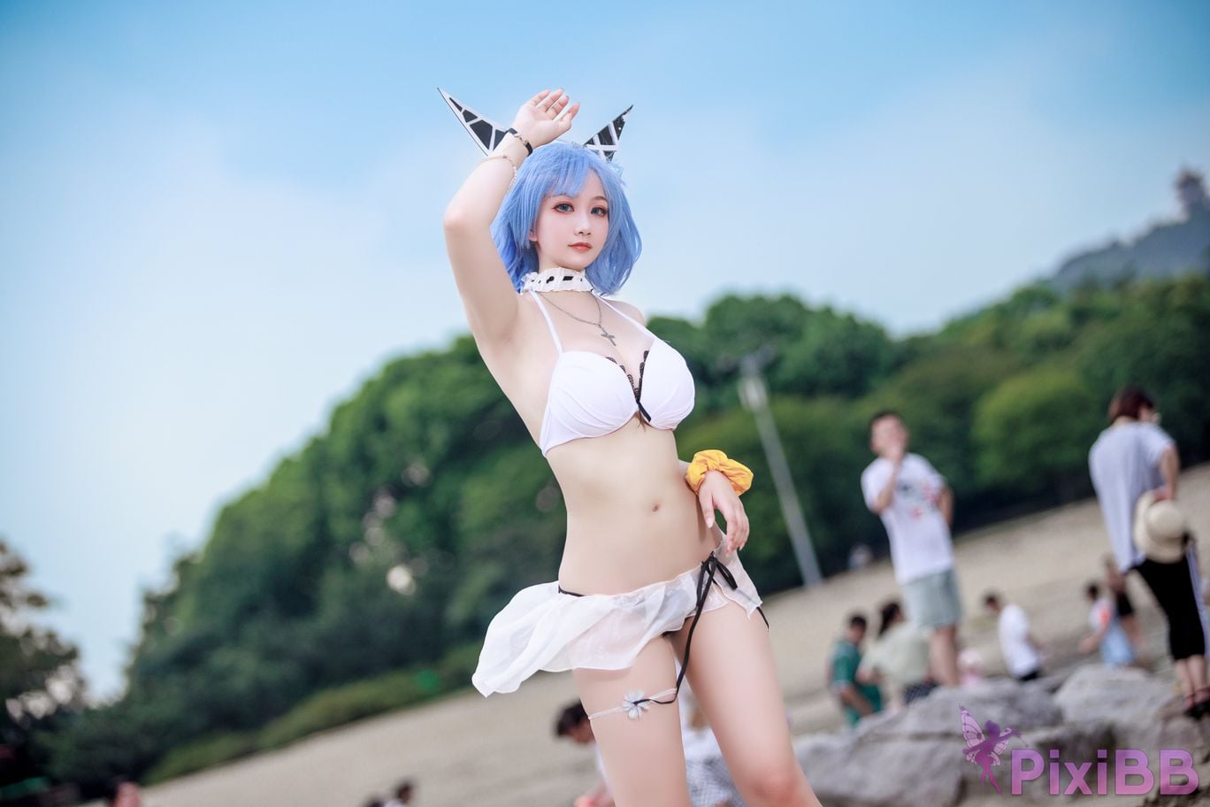 Cosplayer A Xuexue azur lane Gascogne swimwear PixiBB.COM 006