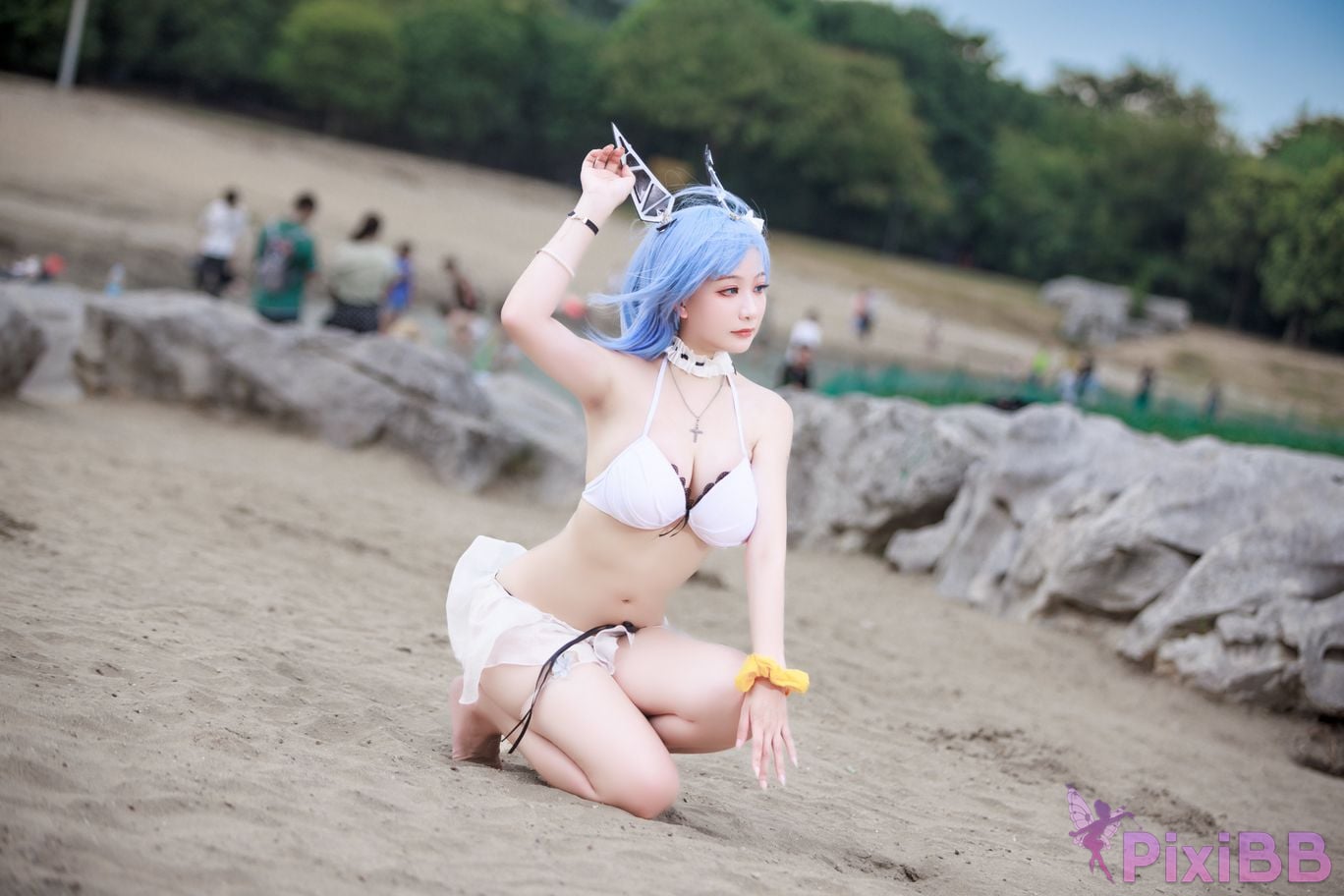 Cosplayer A Xuexue azur lane Gascogne swimwear PixiBB.COM 011