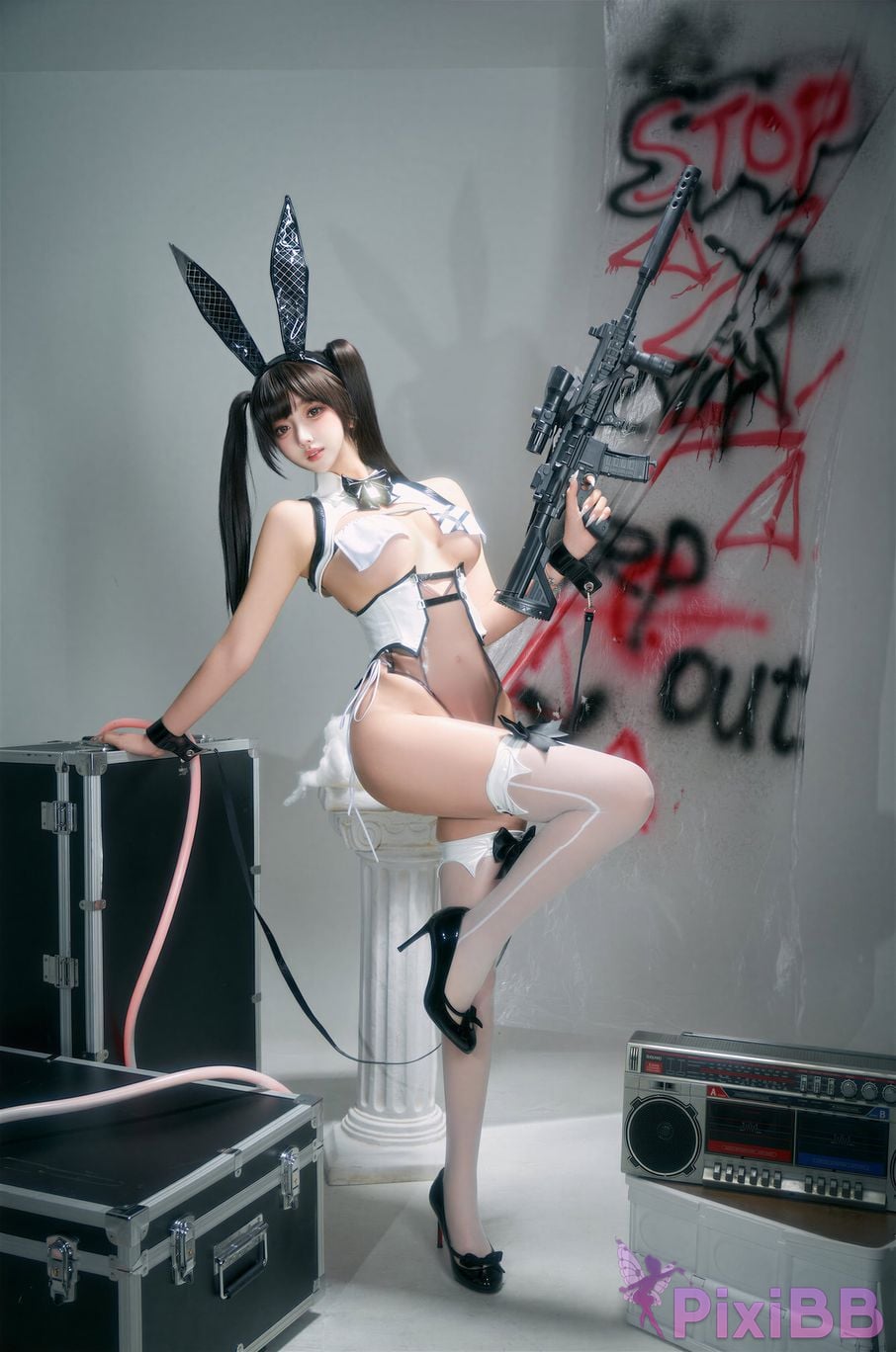 Cosplayer Expired rice noodles Nikke goddess of victory bey sparkle bunny girl PixiBB.COM 005