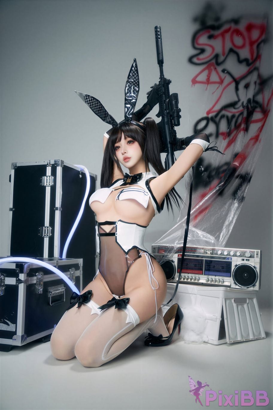 Cosplayer Expired rice noodles Nikke goddess of victory bey sparkle bunny girl PixiBB.COM 047