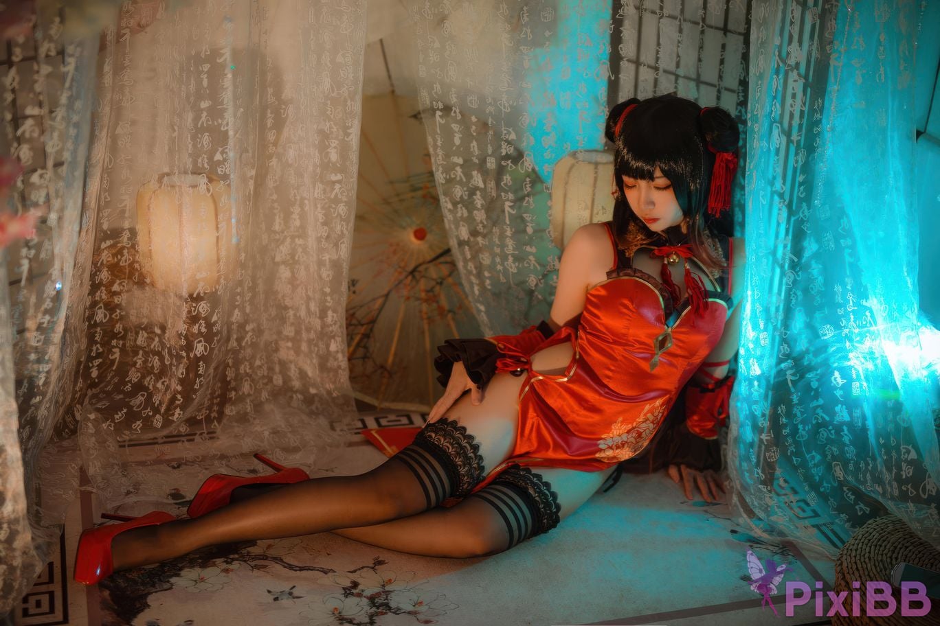 Cosplayer Second Assistant Nisa Tokisaki Kurumi New Year cheongsam PixiBB.COM 002