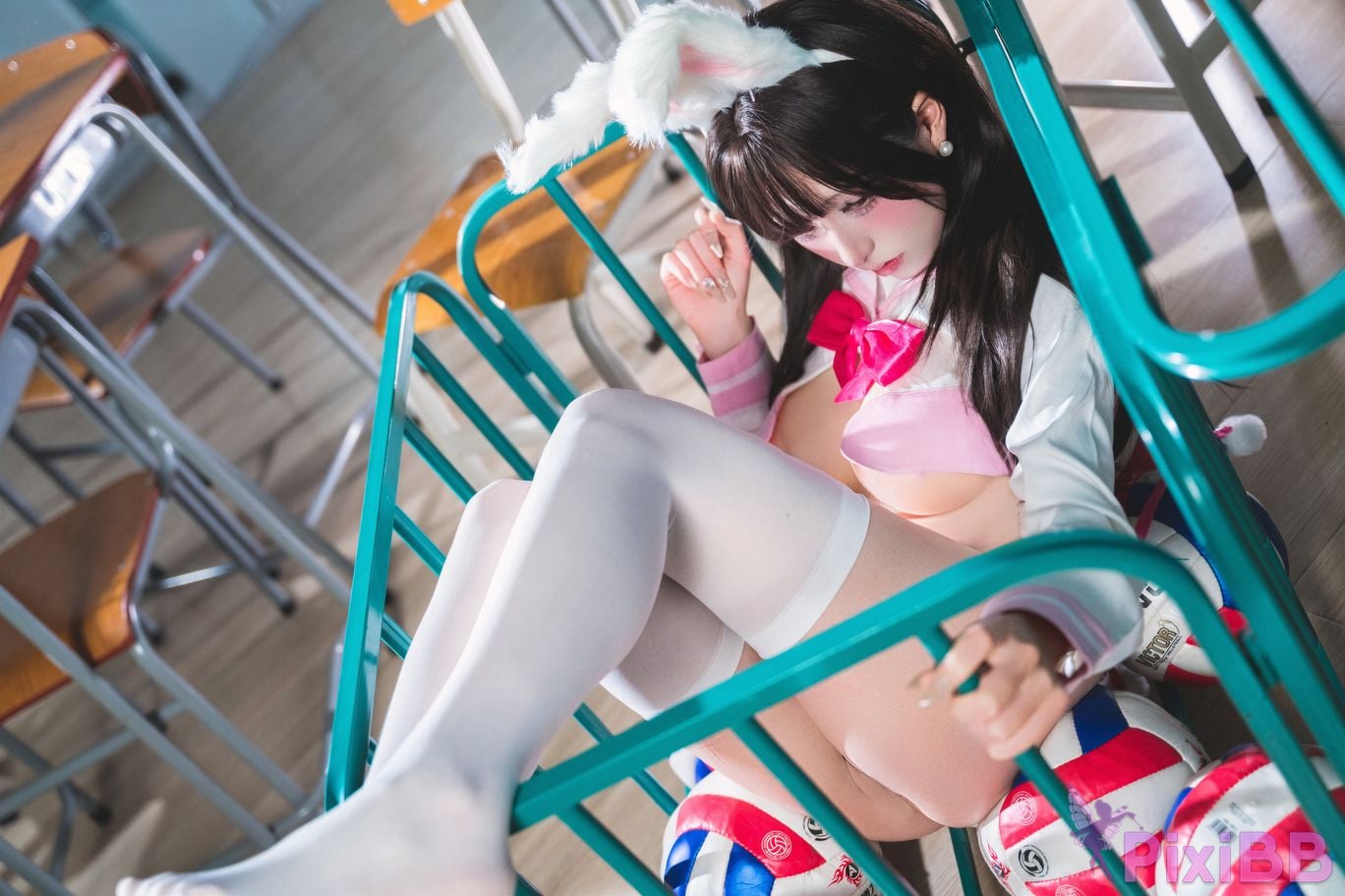 Cosplayer Shuangmu Fusu Blue Archive Uno Sakura JK bunny girl PixiBB.COM 007