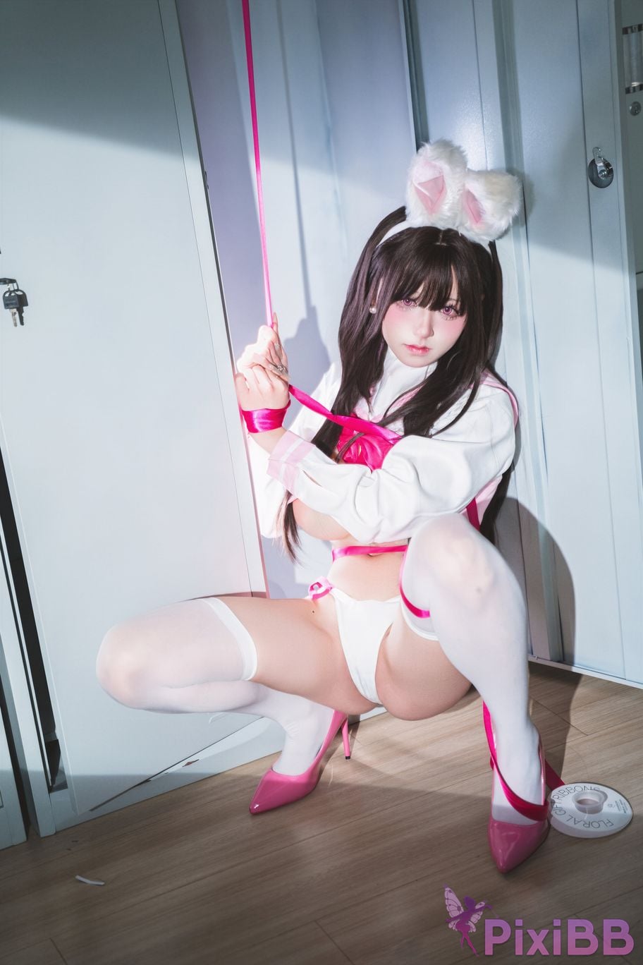 Cosplayer Shuangmu Fusu Blue Archive Uno Sakura JK bunny girl PixiBB.COM 027