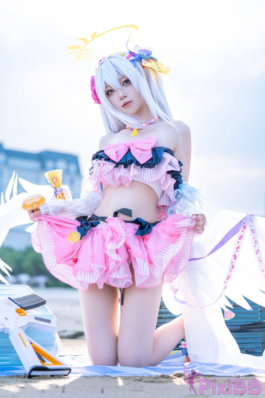 Cosplayer vector fish Blue Archive Azusa Shirasu swimsuit PixiBB.COM 005
