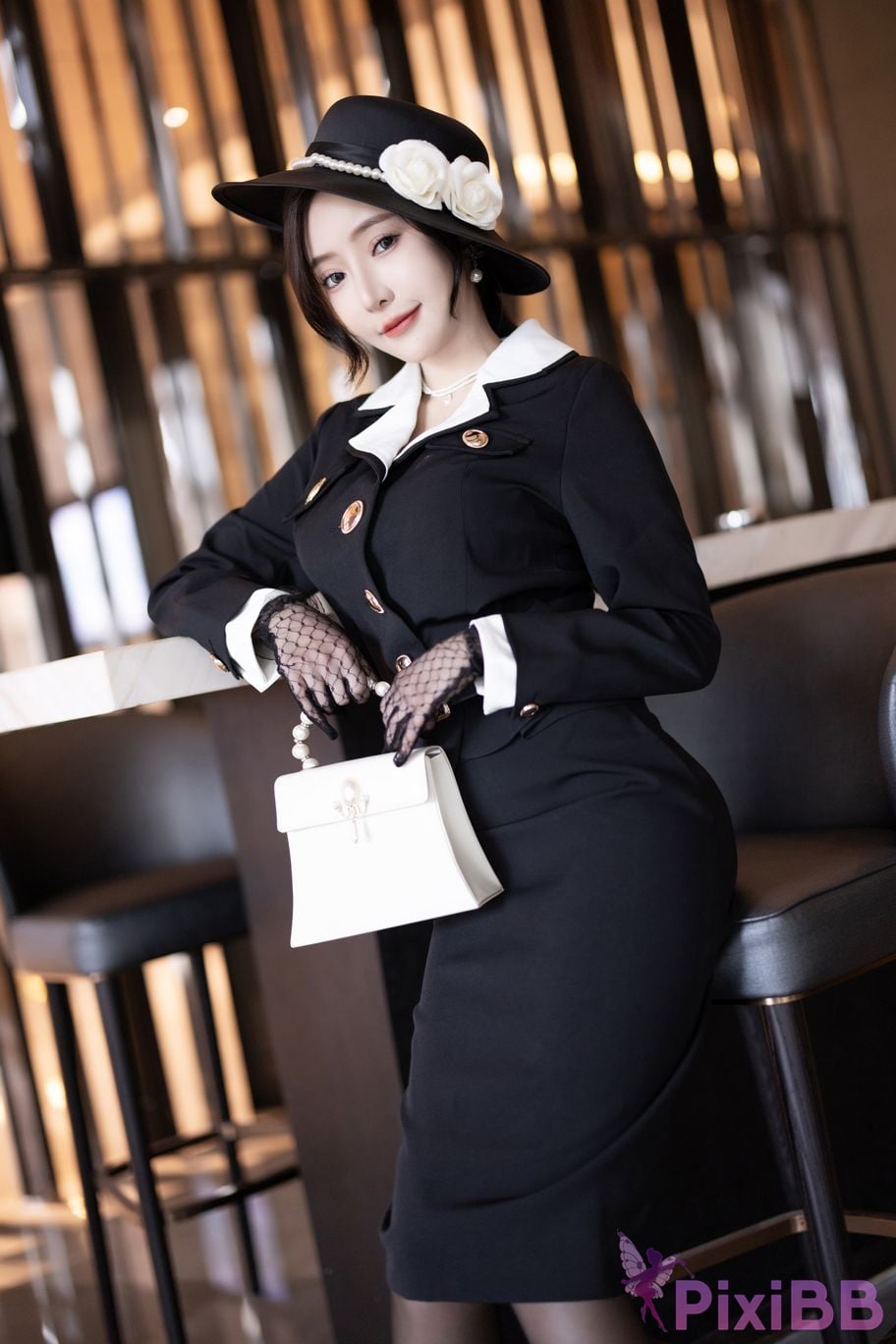 No watermark for in app purchases Wang Xinyao Yanni Black suit retro PixiBB.COM 009