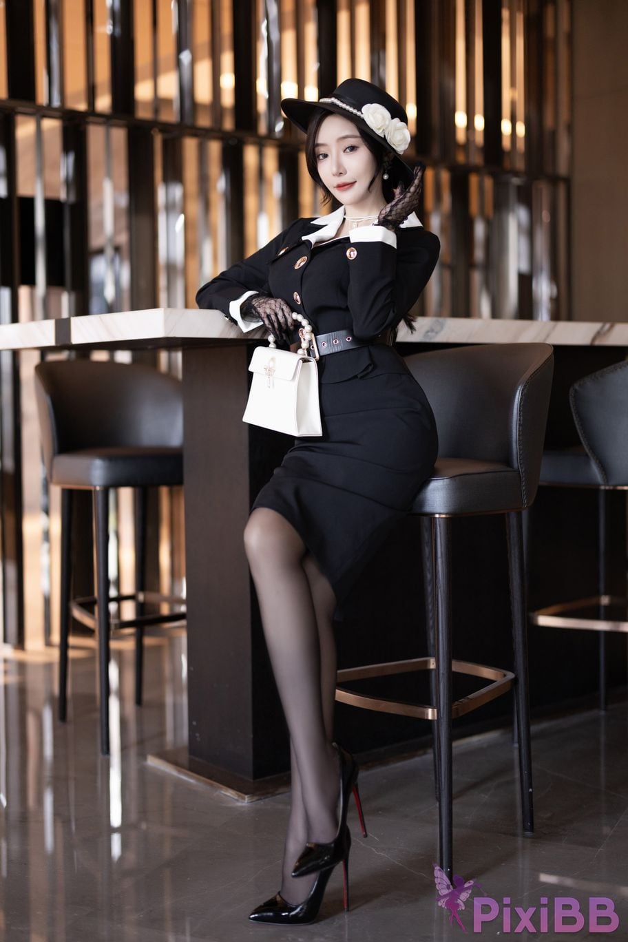 No watermark for in app purchases Wang Xinyao Yanni Black suit retro PixiBB.COM 010