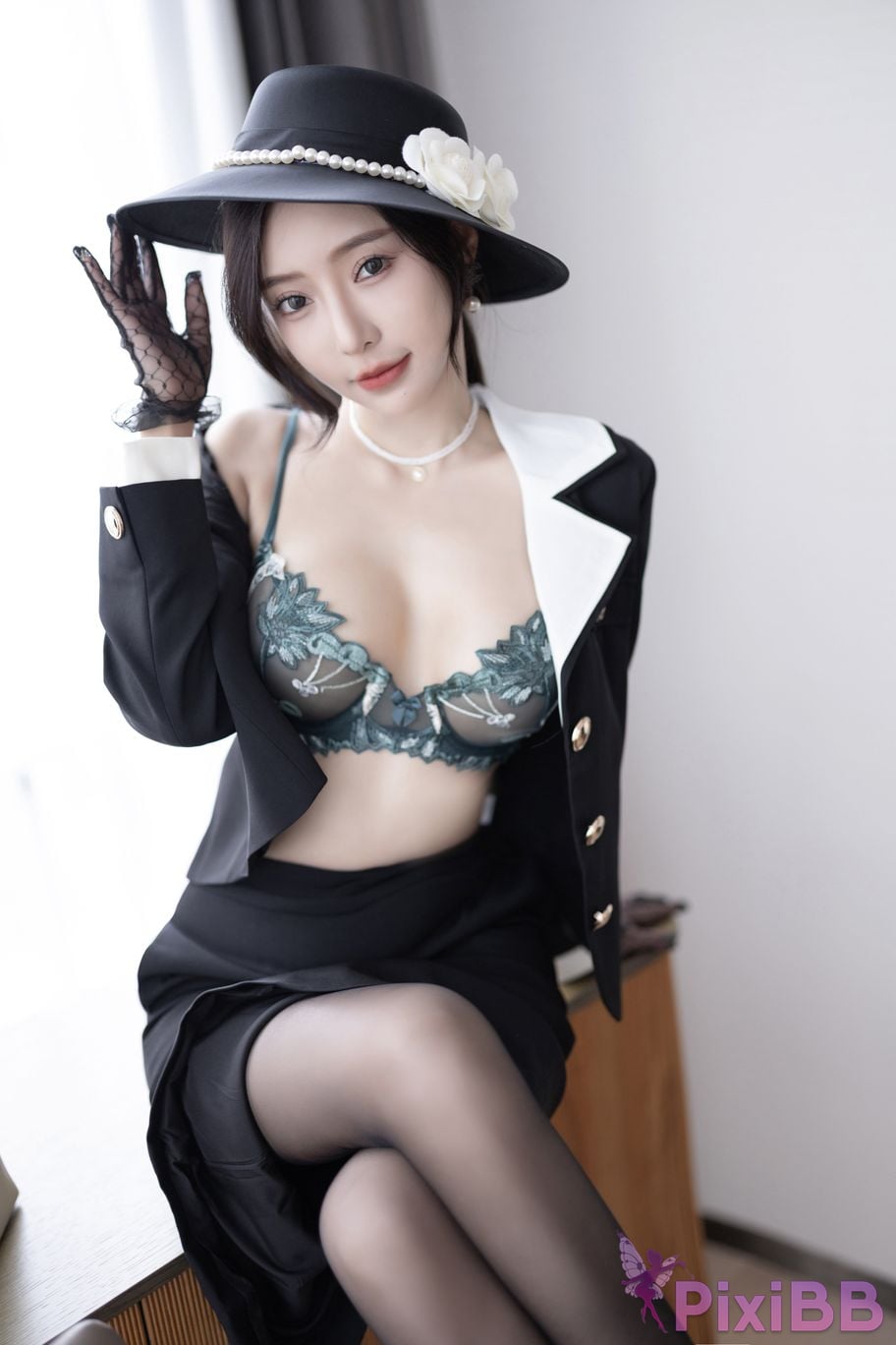 No watermark for in app purchases Wang Xinyao Yanni Black suit retro PixiBB.COM 020