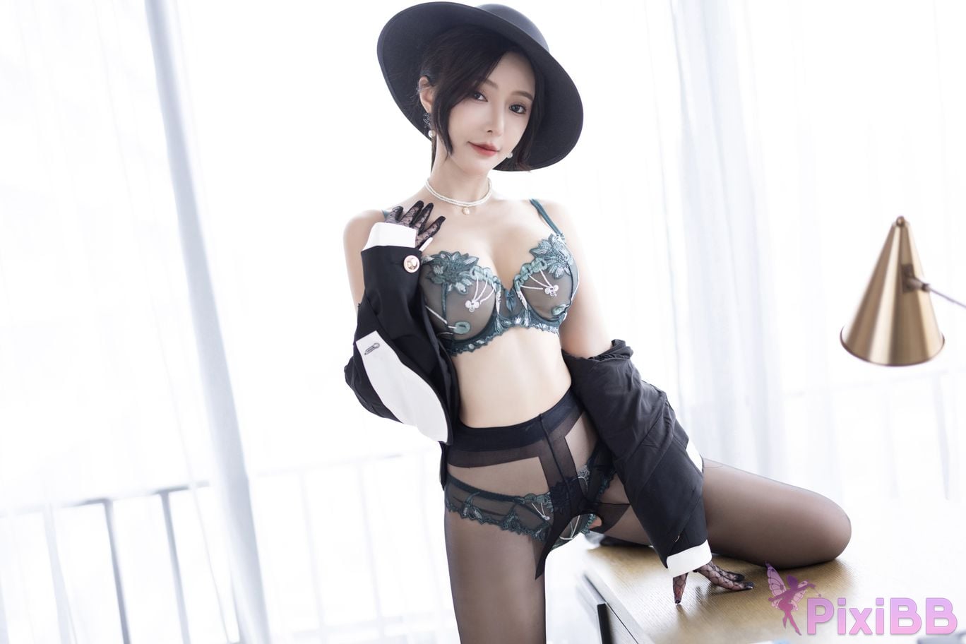 No watermark for in app purchases Wang Xinyao Yanni Black suit retro PixiBB.COM 033