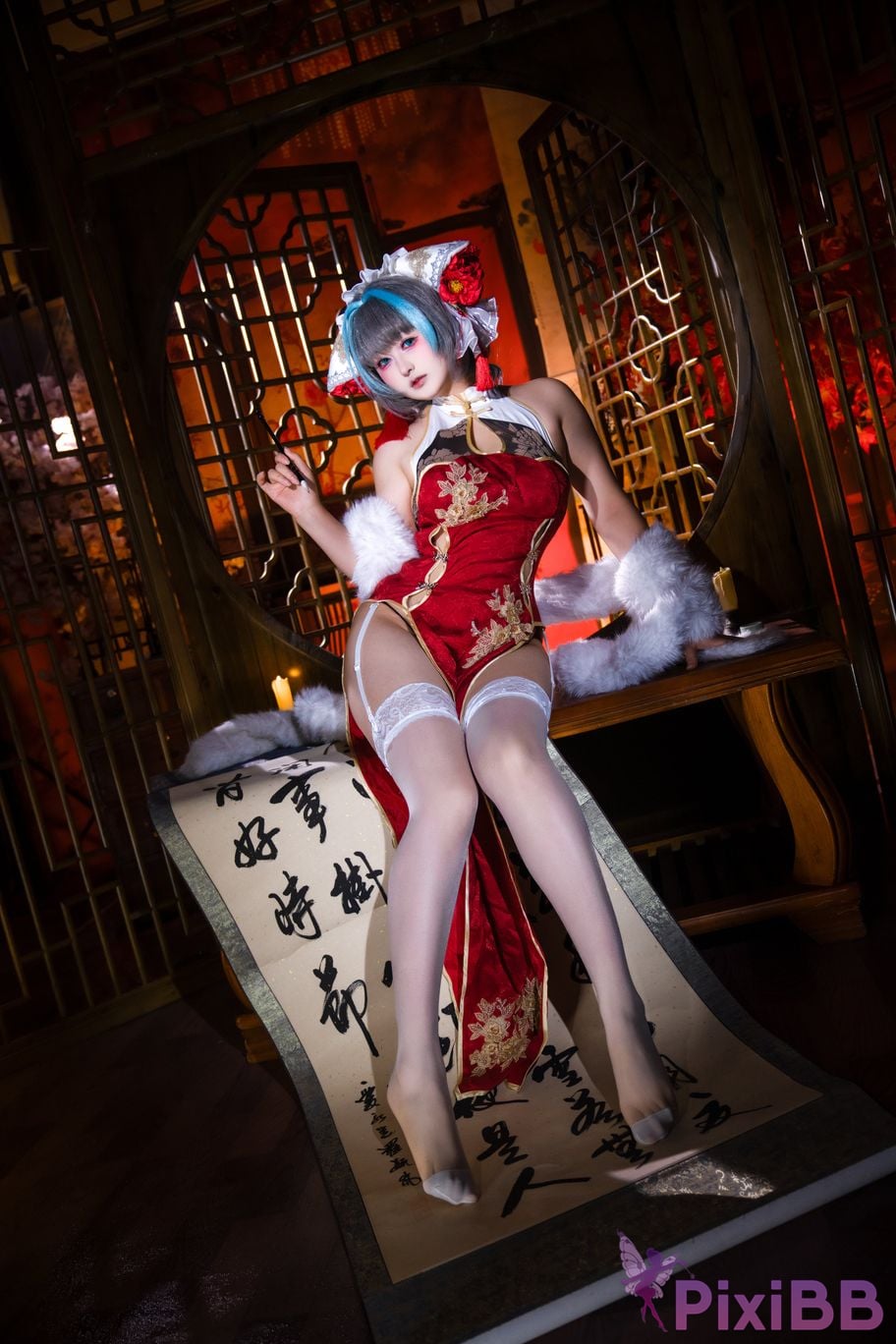 Cosplayer Meow acridine Cheshire cheongsam PixiBB.COM 001