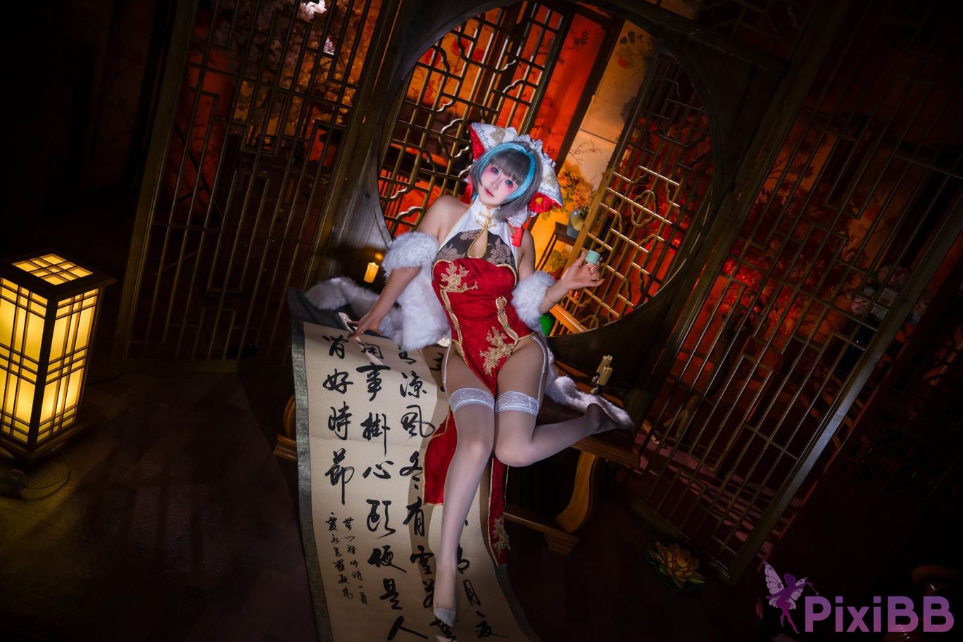 Cosplayer Meow acridine Cheshire cheongsam PixiBB.COM 002