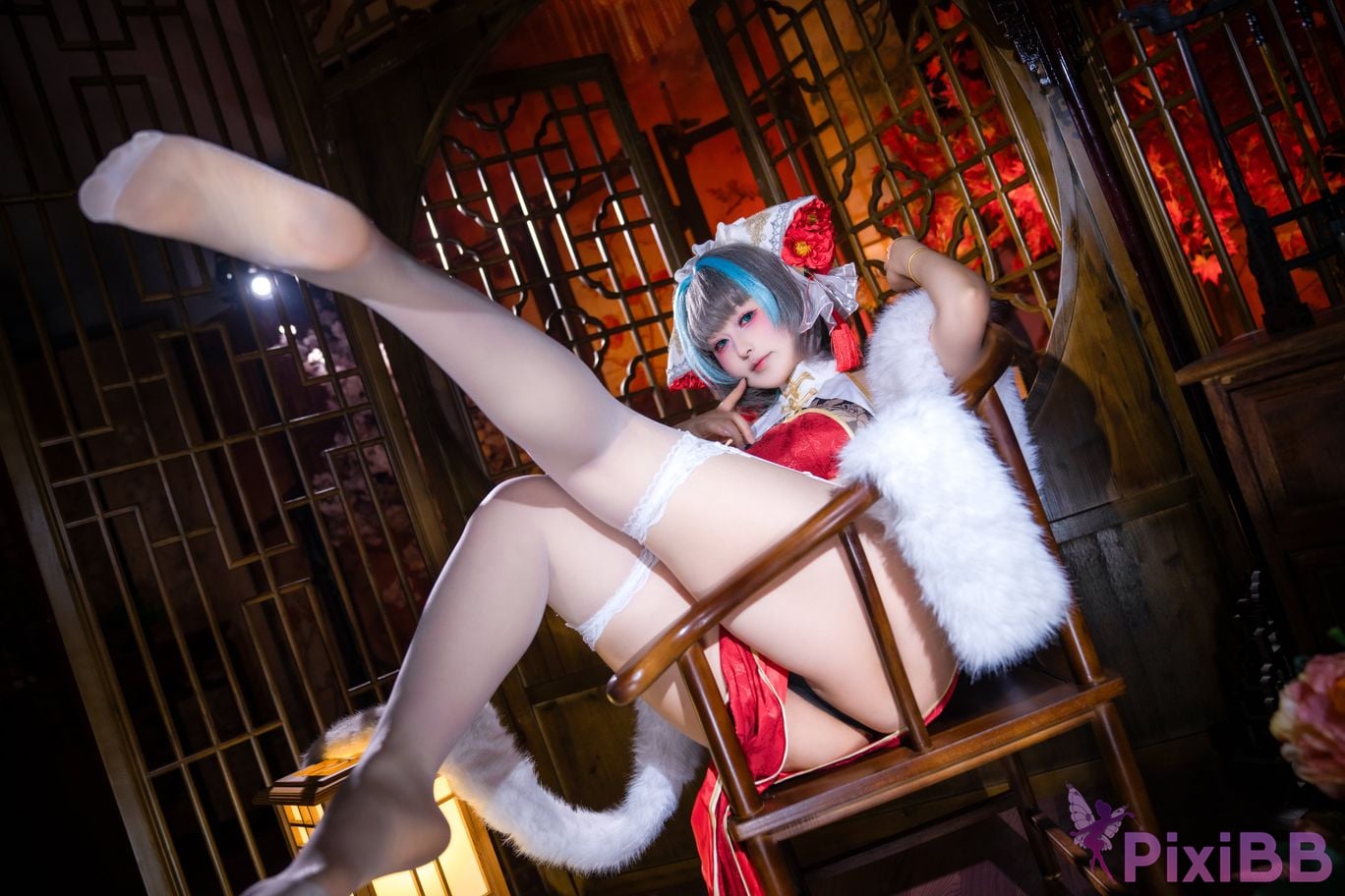 Cosplayer Meow acridine Cheshire cheongsam PixiBB.COM 010