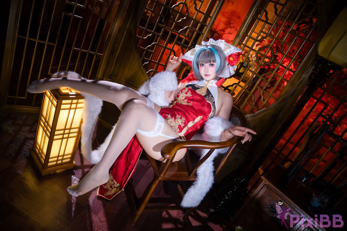 Cosplayer Meow acridine Cheshire cheongsam PixiBB.COM 011
