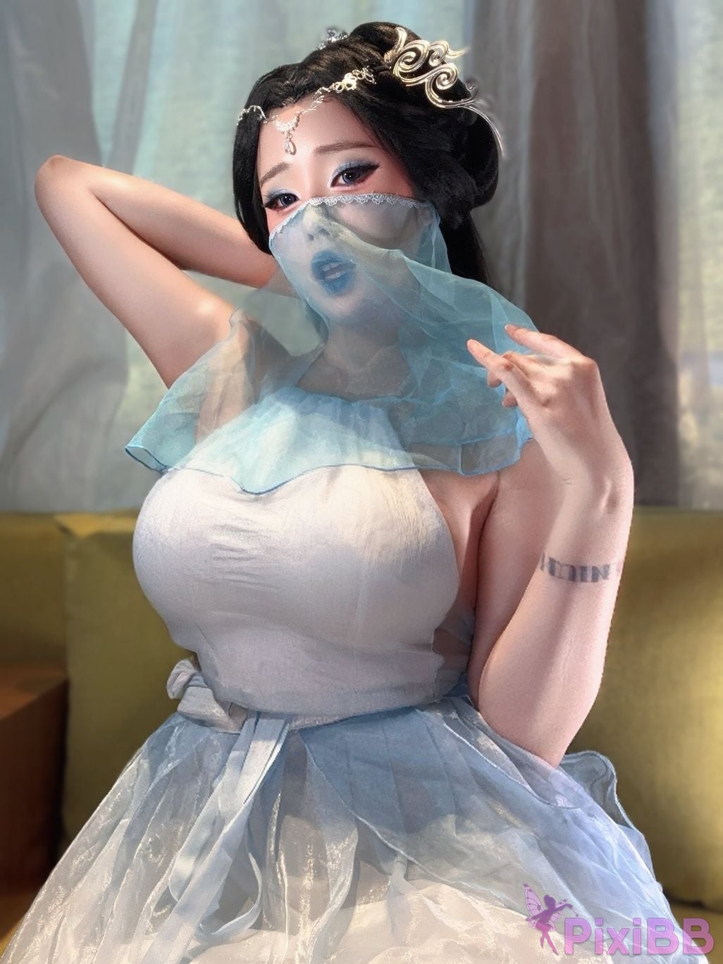 Cosplayer Titanium alloy TiTi blue ring costume PixiBB.COM 002.JPG