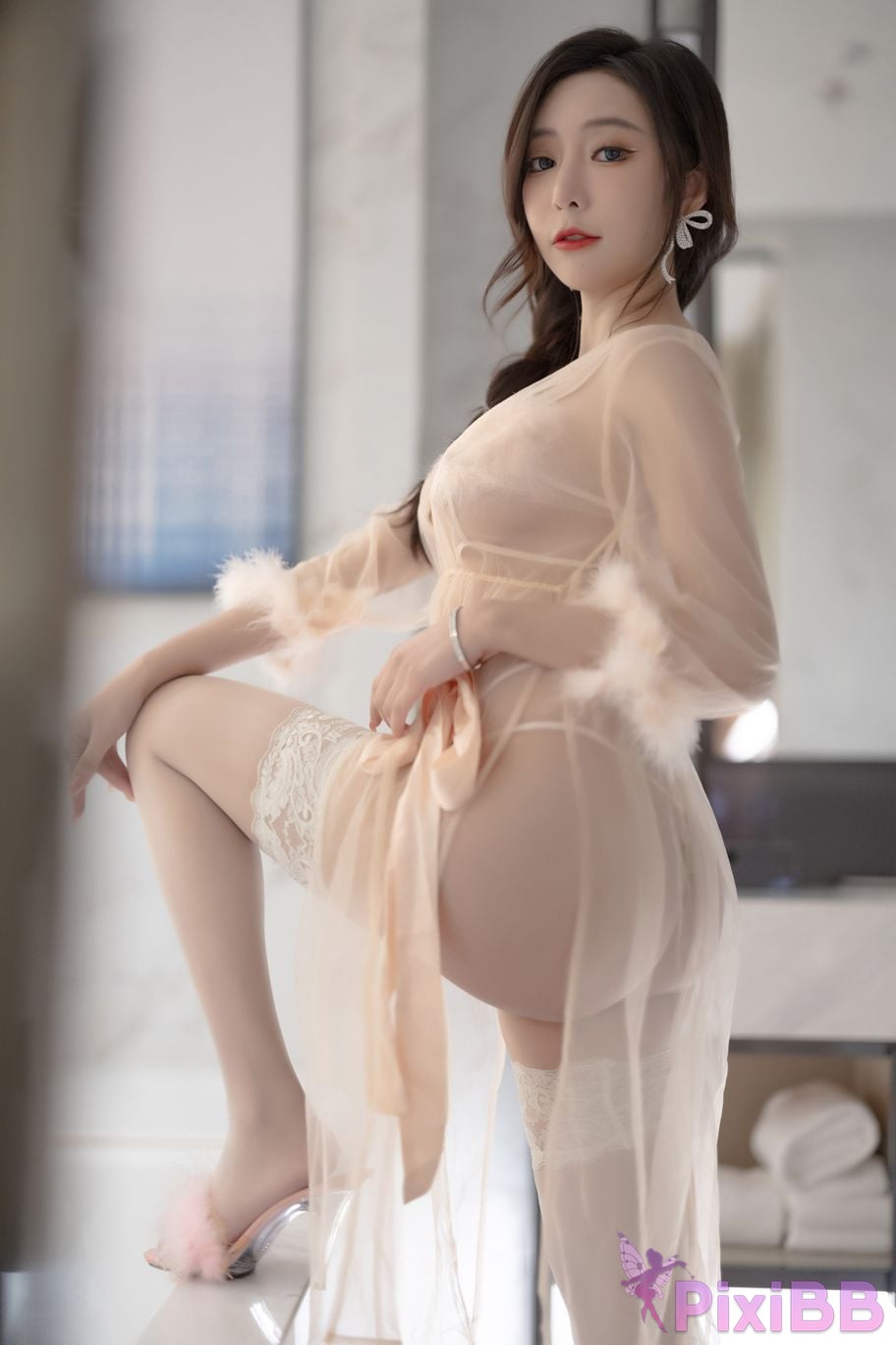 Built in no watermark Wang Xinyao Yanni Red dress apricot fur sexy PixiBB.COM 034