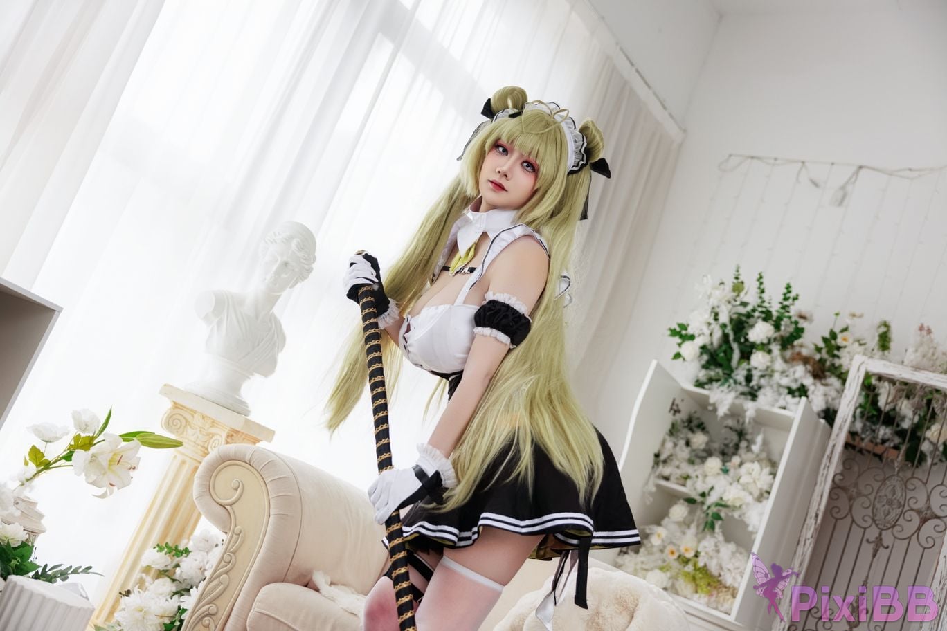 Cosplayer A Xuexue goddess of victory Nikki Soda maid PixiBB.COM 003
