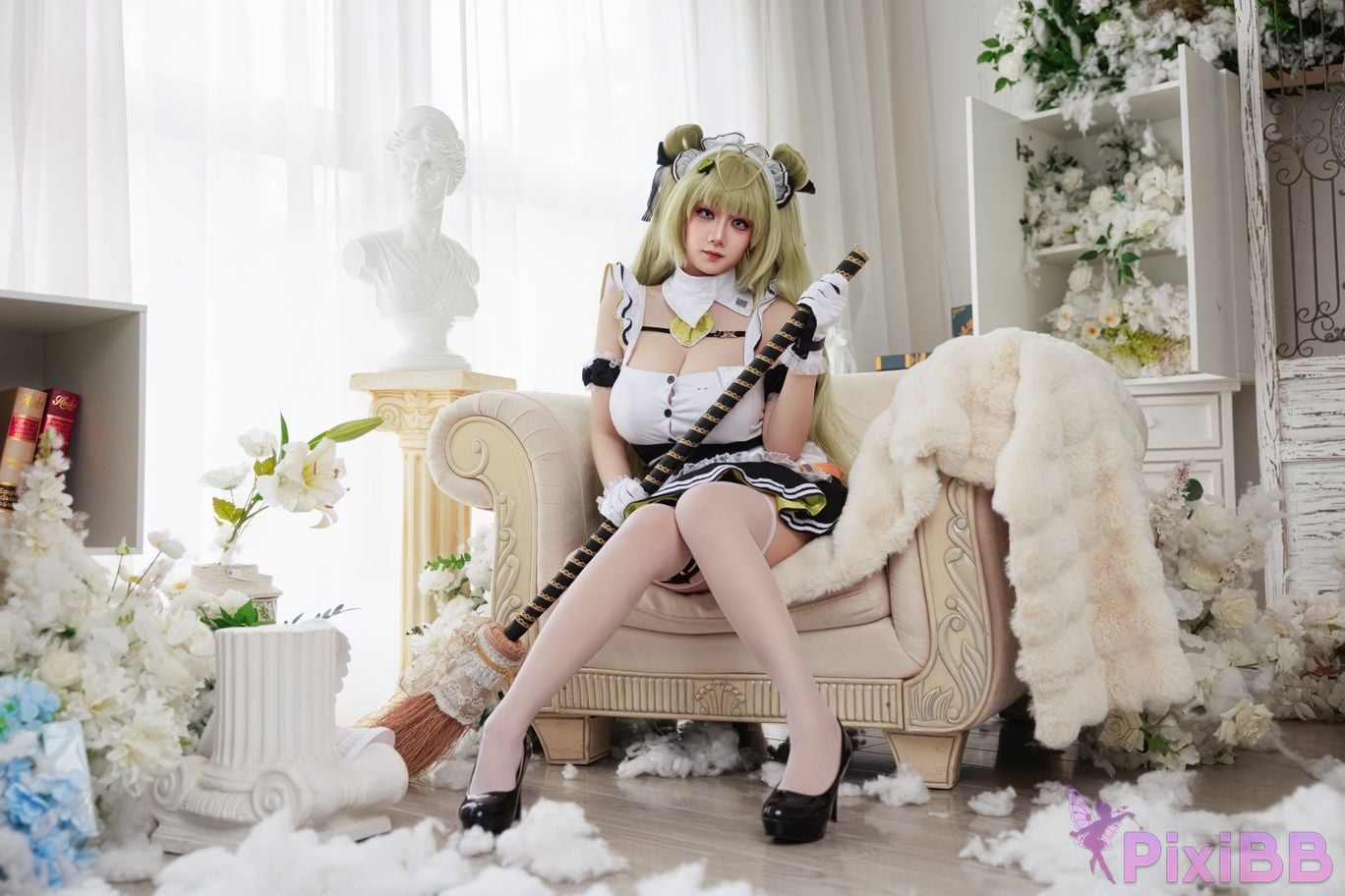 Cosplayer A Xuexue goddess of victory Nikki Soda maid PixiBB.COM 004