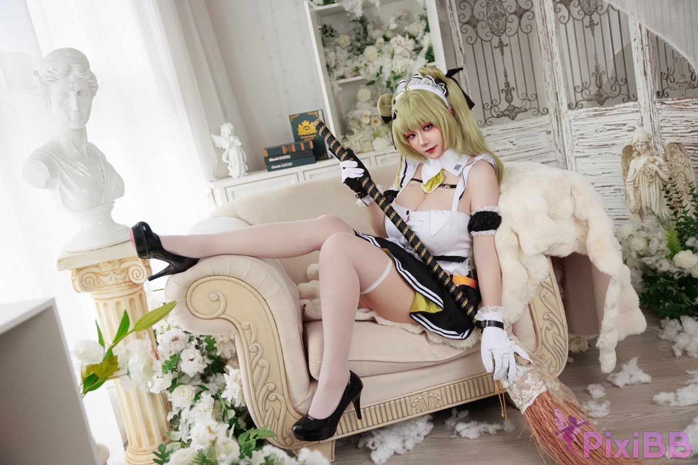 Cosplayer A Xuexue goddess of victory Nikki Soda maid PixiBB.COM 010
