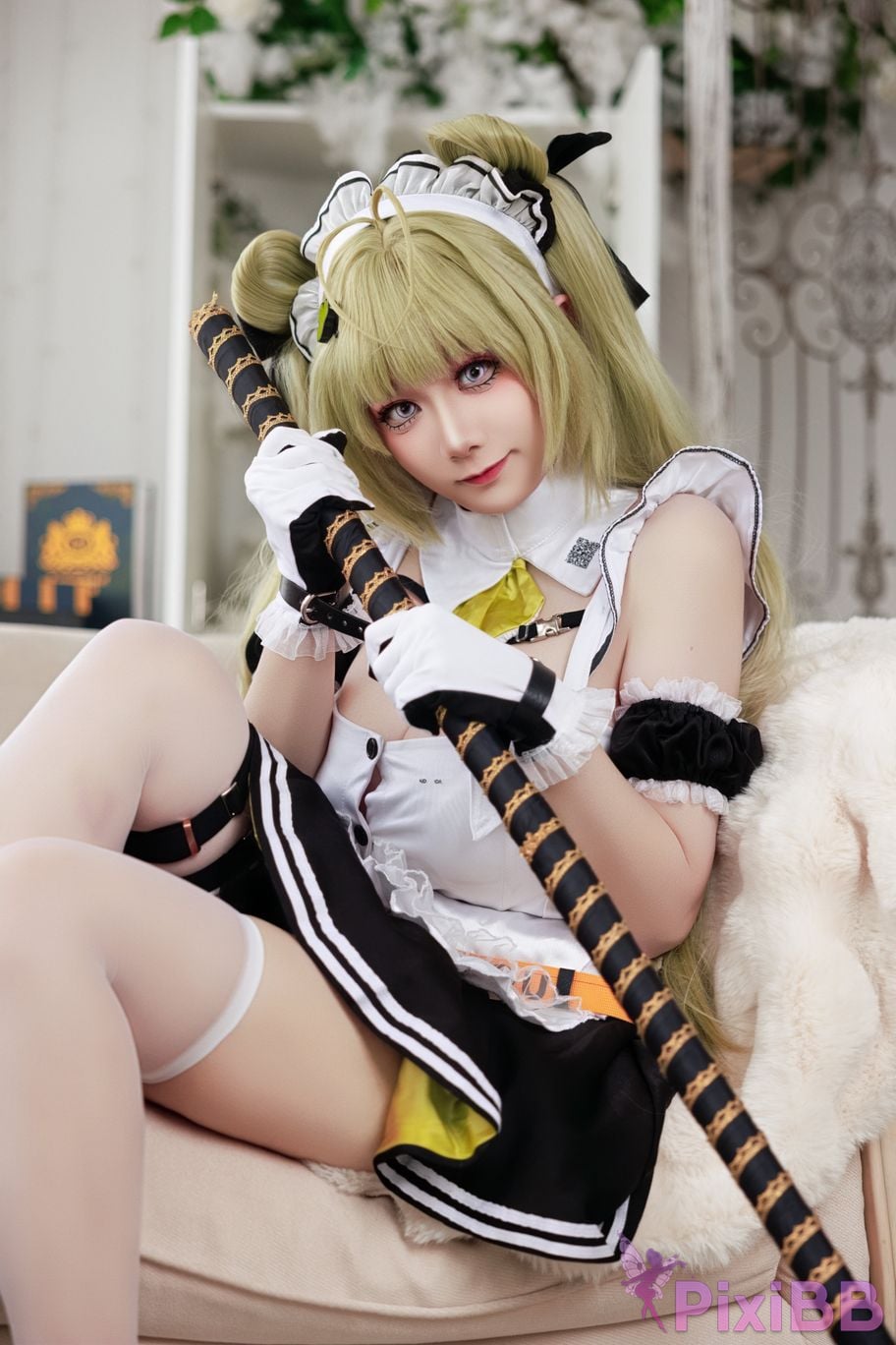 Cosplayer A Xuexue goddess of victory Nikki Soda maid PixiBB.COM 011