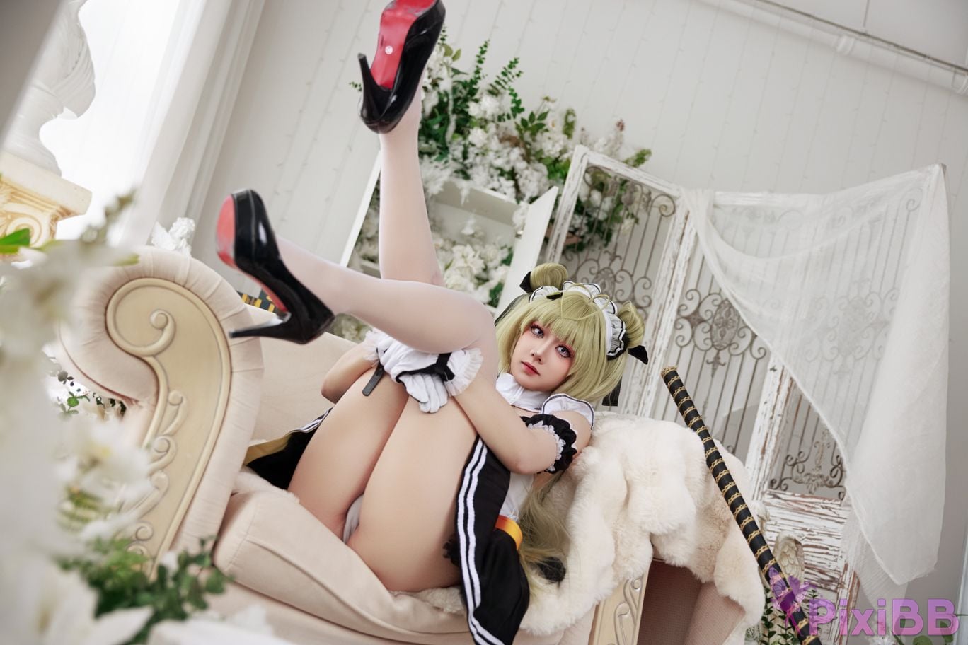Cosplayer A Xuexue goddess of victory Nikki Soda maid PixiBB.COM 016