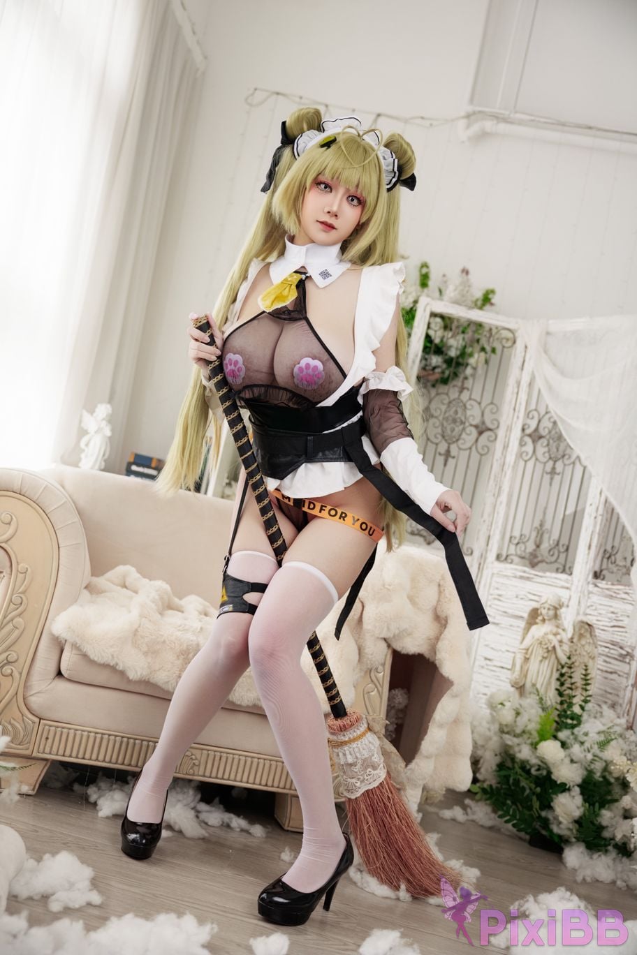 Cosplayer A Xuexue goddess of victory Nikki Soda maid PixiBB.COM 033