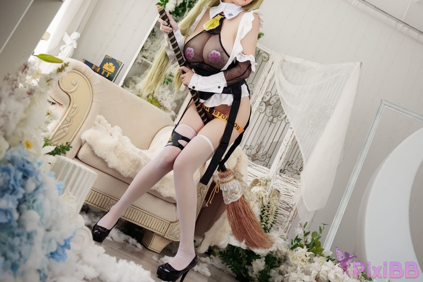 Cosplayer A Xuexue goddess of victory Nikki Soda maid PixiBB.COM 035