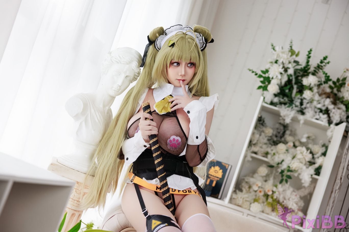 Cosplayer A Xuexue goddess of victory Nikki Soda maid PixiBB.COM 038