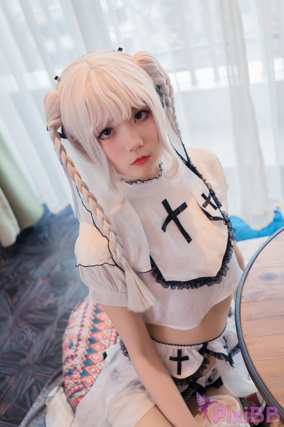 Cosplayer Five more ghosts saint Suspender white silk PixiBB.COM 022