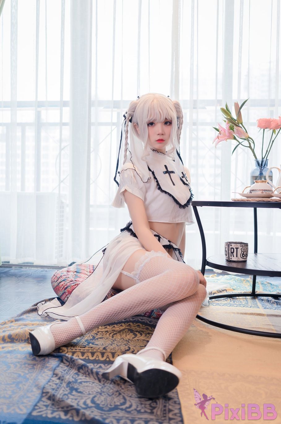 Cosplayer Five more ghosts saint Suspender white silk PixiBB.COM 023