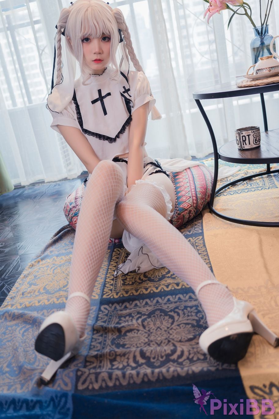 Cosplayer Five more ghosts saint Suspender white silk PixiBB.COM 025