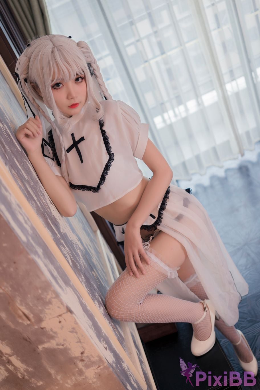 Cosplayer Five more ghosts saint Suspender white silk PixiBB.COM 032