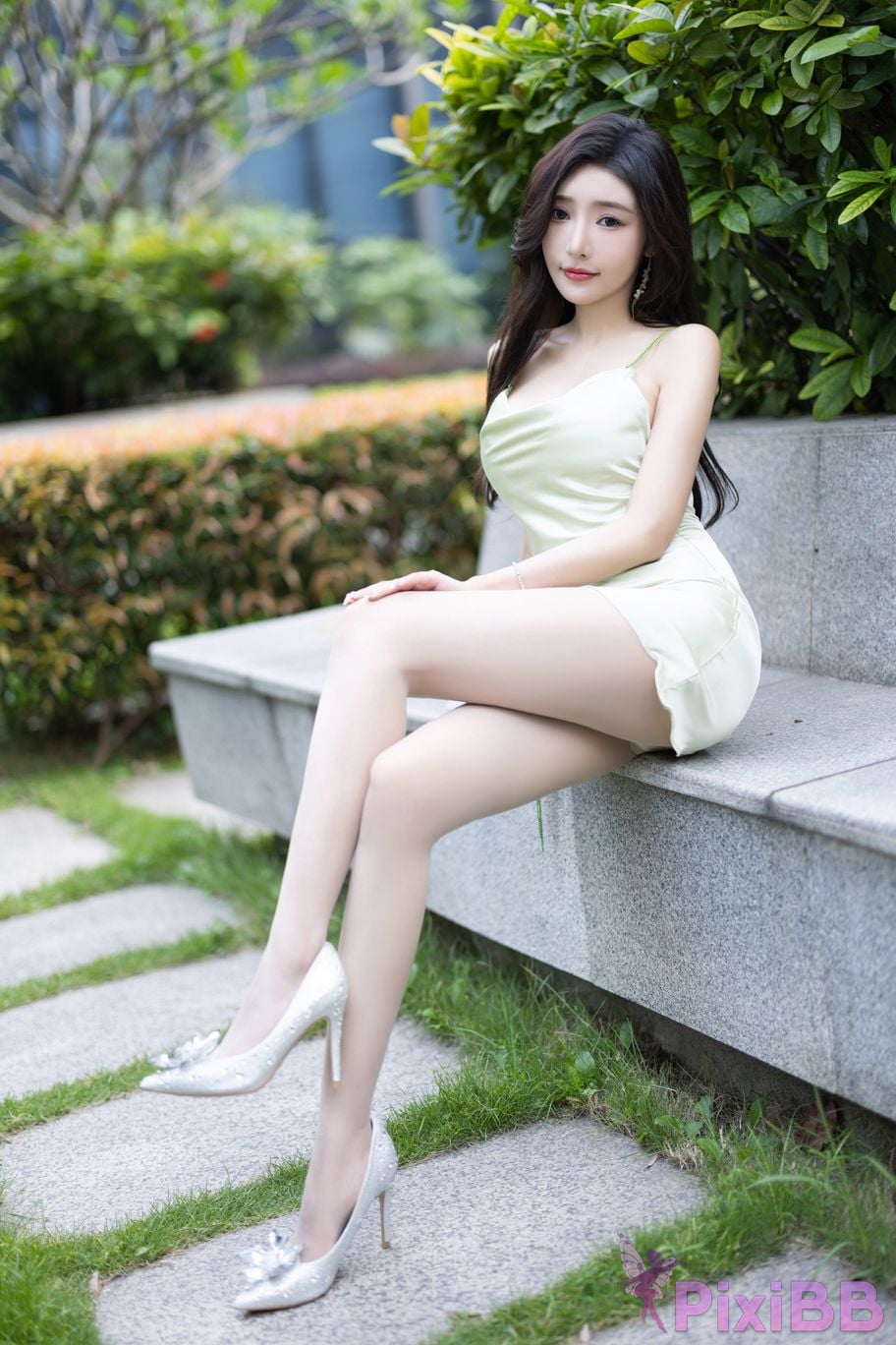 No watermark for in app purchases Wang Xinyao Yanni Green silk and red nightgown PixiBB.COM 005
