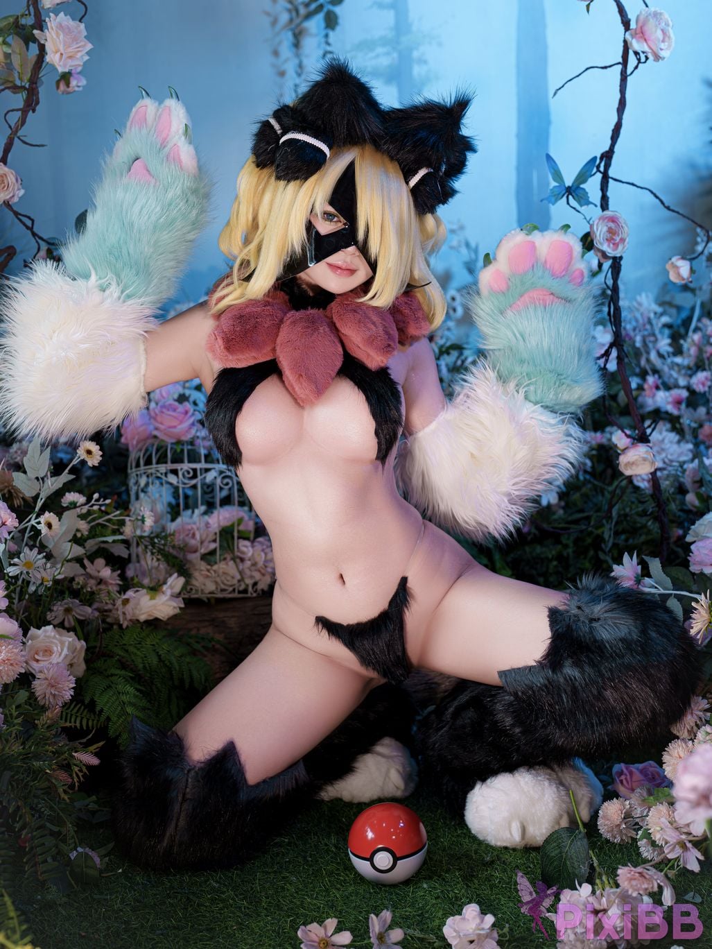 Coser ZinieQ Cynthia in Meowscarada Costume PixiBB.COM 007