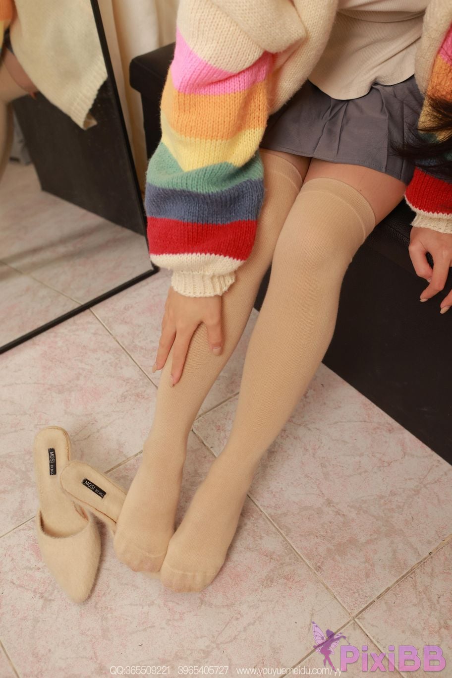 IESS Strange thoughts and interests No.2228 Rabbit Flesh colored over knee socks PixiBB.COM 014