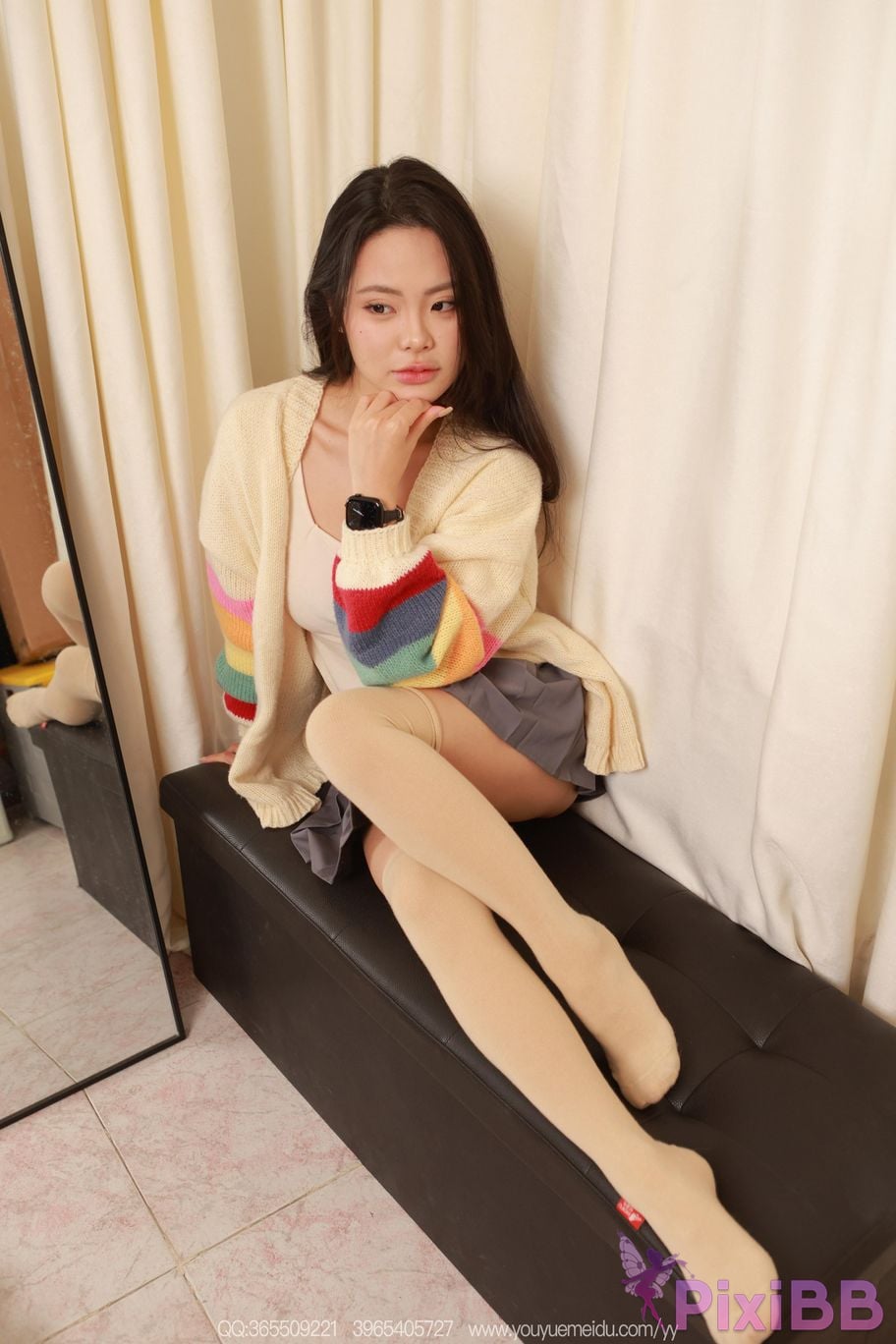 IESS Strange thoughts and interests No.2228 Rabbit Flesh colored over knee socks PixiBB.COM 030