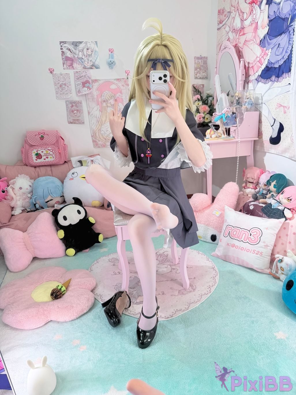 Cosplayer Somezo ran3 luluka White stockings and cool pajamas PixiBB.COM 014