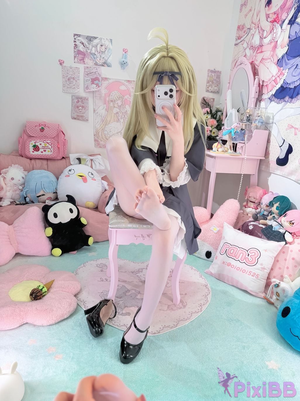 Cosplayer Somezo ran3 luluka White stockings and cool pajamas PixiBB.COM 015