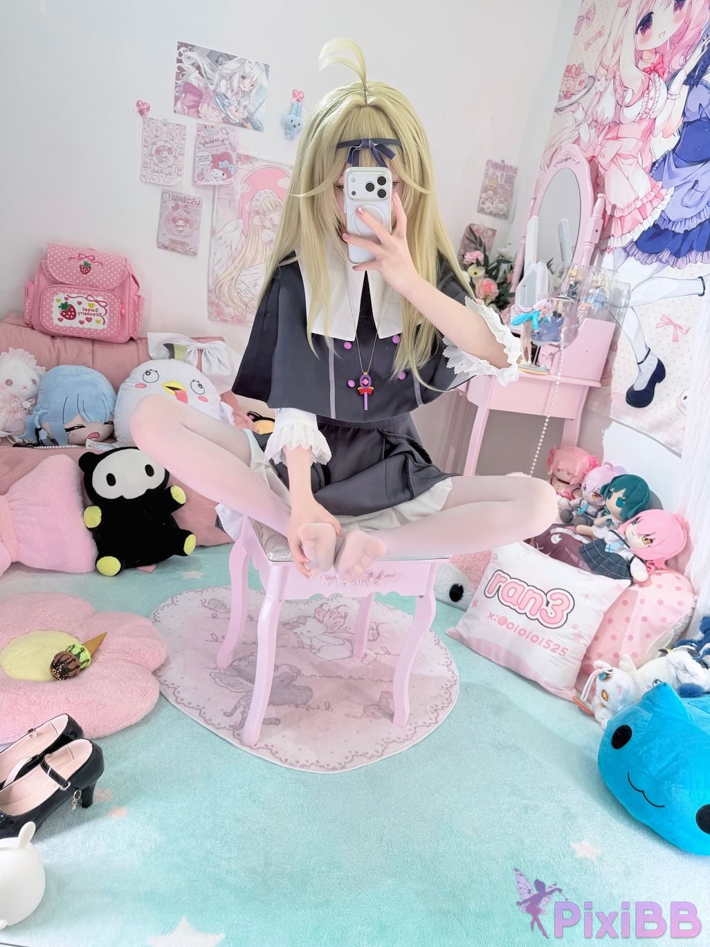 Cosplayer Somezo ran3 luluka White stockings and cool pajamas PixiBB.COM 020