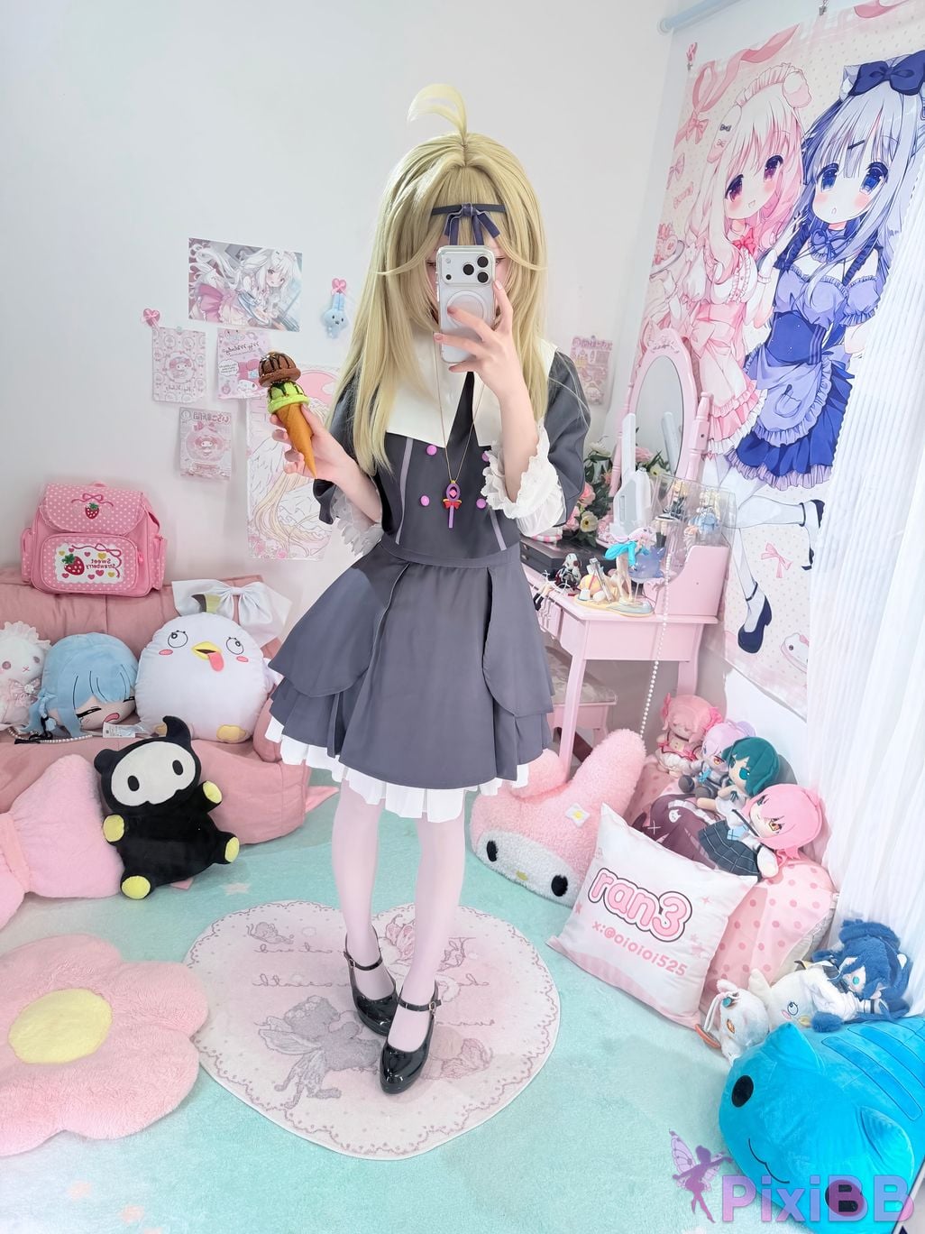Cosplayer Somezo ran3 luluka White stockings and cool pajamas PixiBB.COM 021