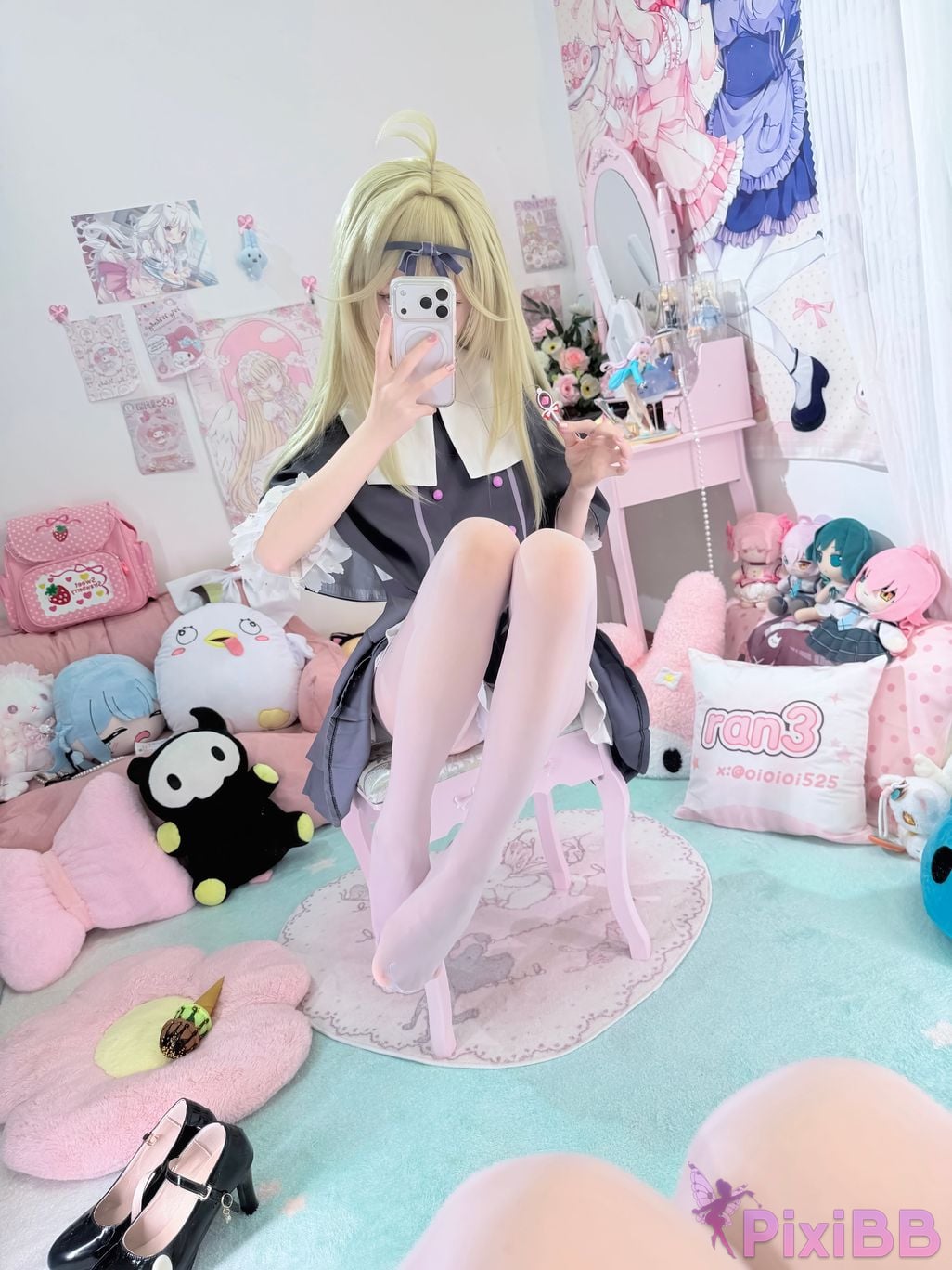 Cosplayer Somezo ran3 luluka White stockings and cool pajamas PixiBB.COM 025