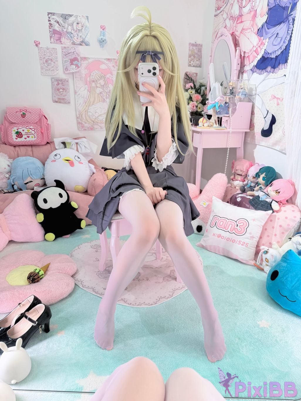 Cosplayer Somezo ran3 luluka White stockings and cool pajamas PixiBB.COM 026