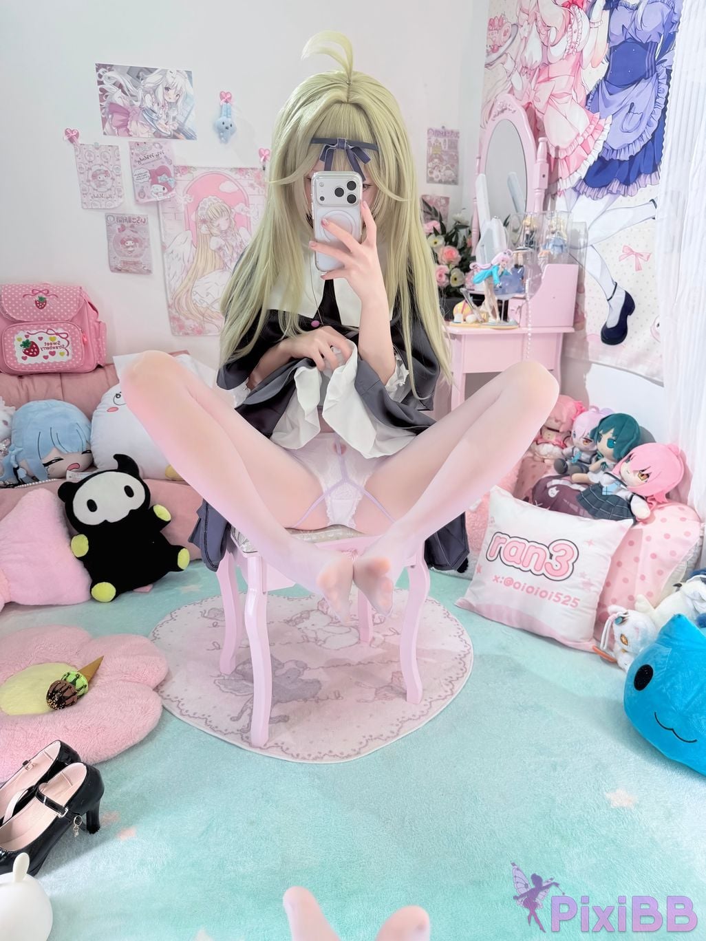 Cosplayer Somezo ran3 luluka White stockings and cool pajamas PixiBB.COM 027